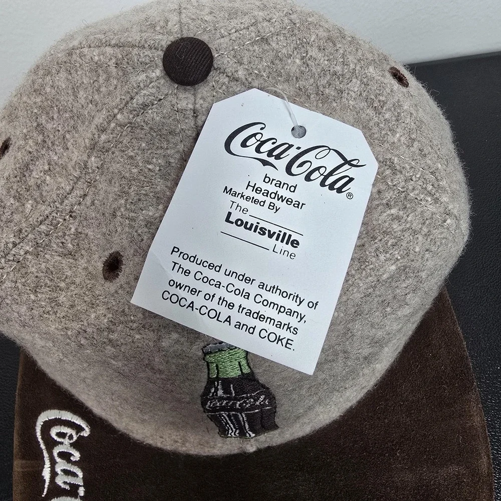 Vintage Coca-Cola Hat Cap‎ Mens Strapback Tan Wool Limited Edition Coke Made USA